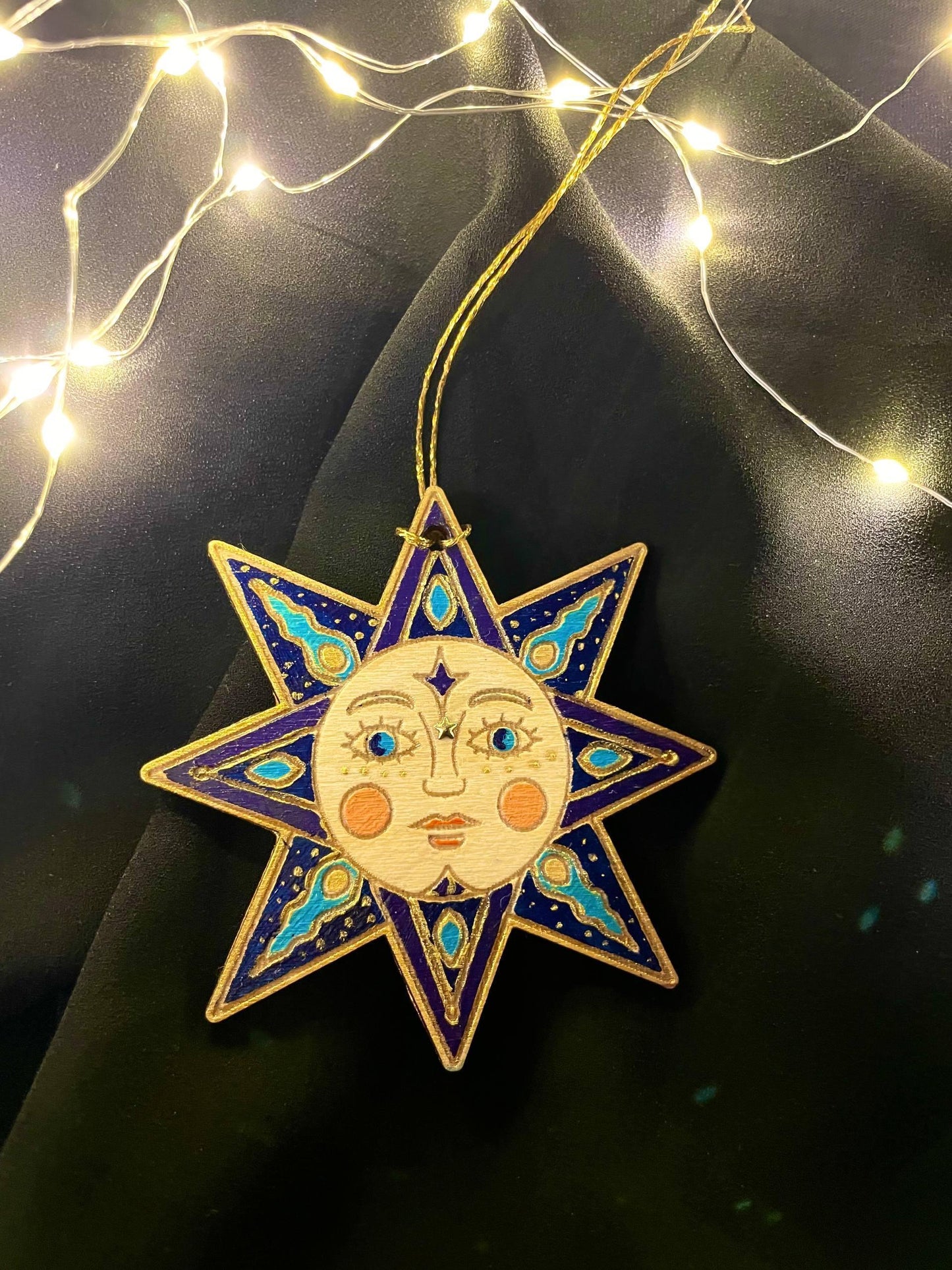 Celestial Star - Hand-Painted Wooden Ornament - My Moonbird