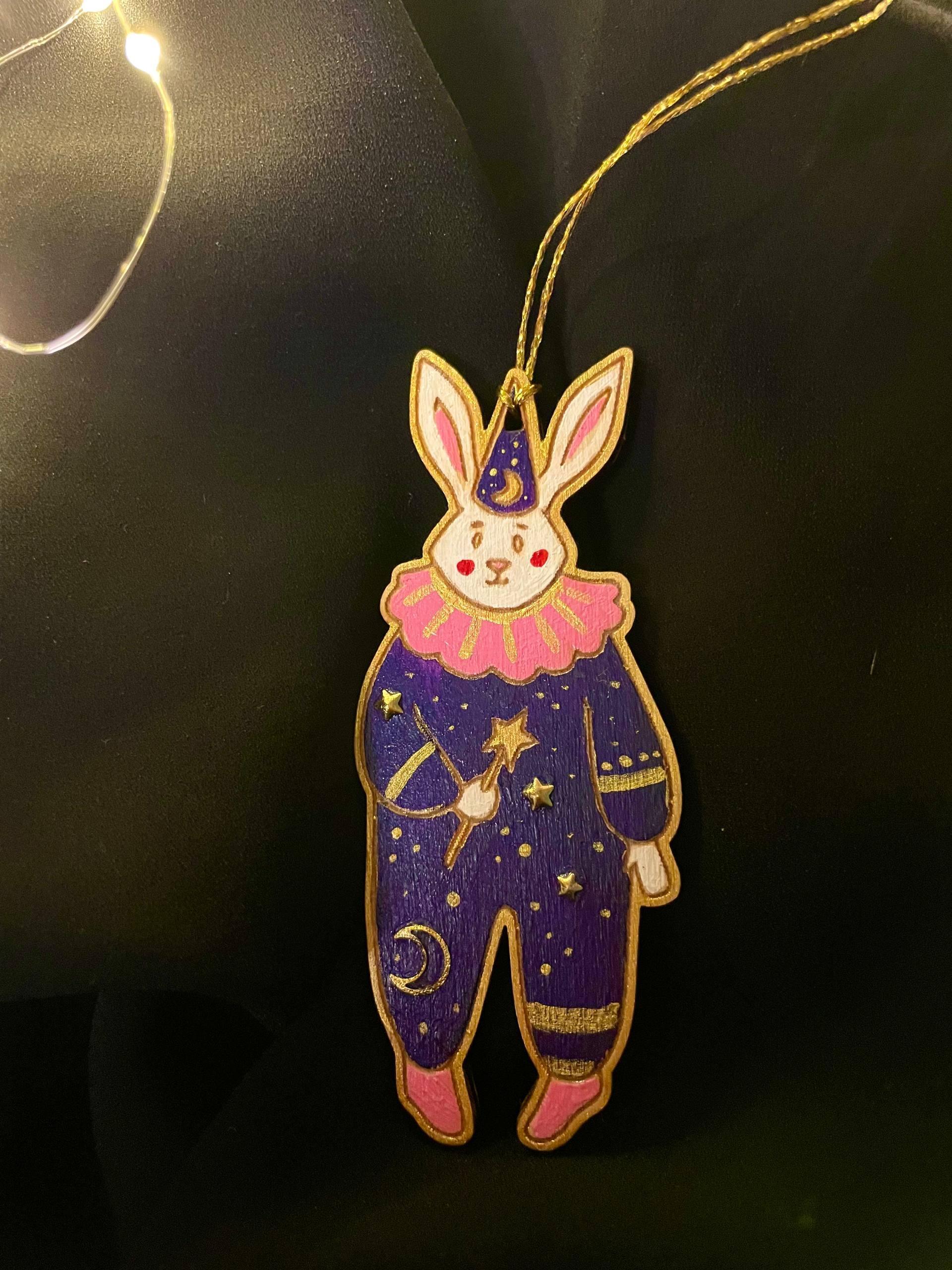 Magic Bunny - Hand-Painted Wooden Ornament - My Moonbird