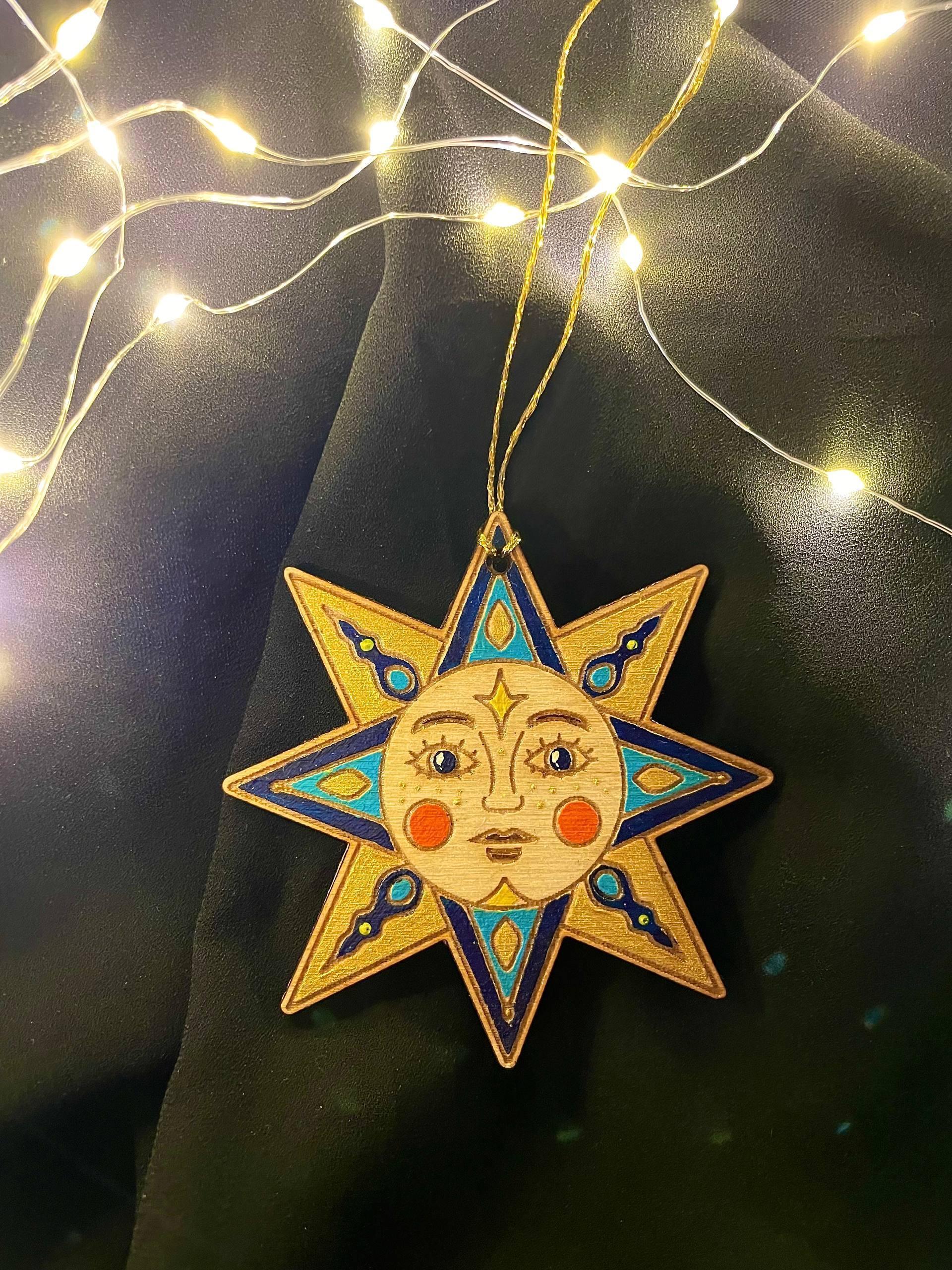 Celestial Star - Hand-Painted Wooden Ornament - My Moonbird